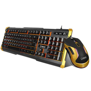 EPULA ZERODATE K12 USB Black + Gold  USB port Wired Euphotic Keyboard and Mouse USB For PC Computer Game Keyboard Set